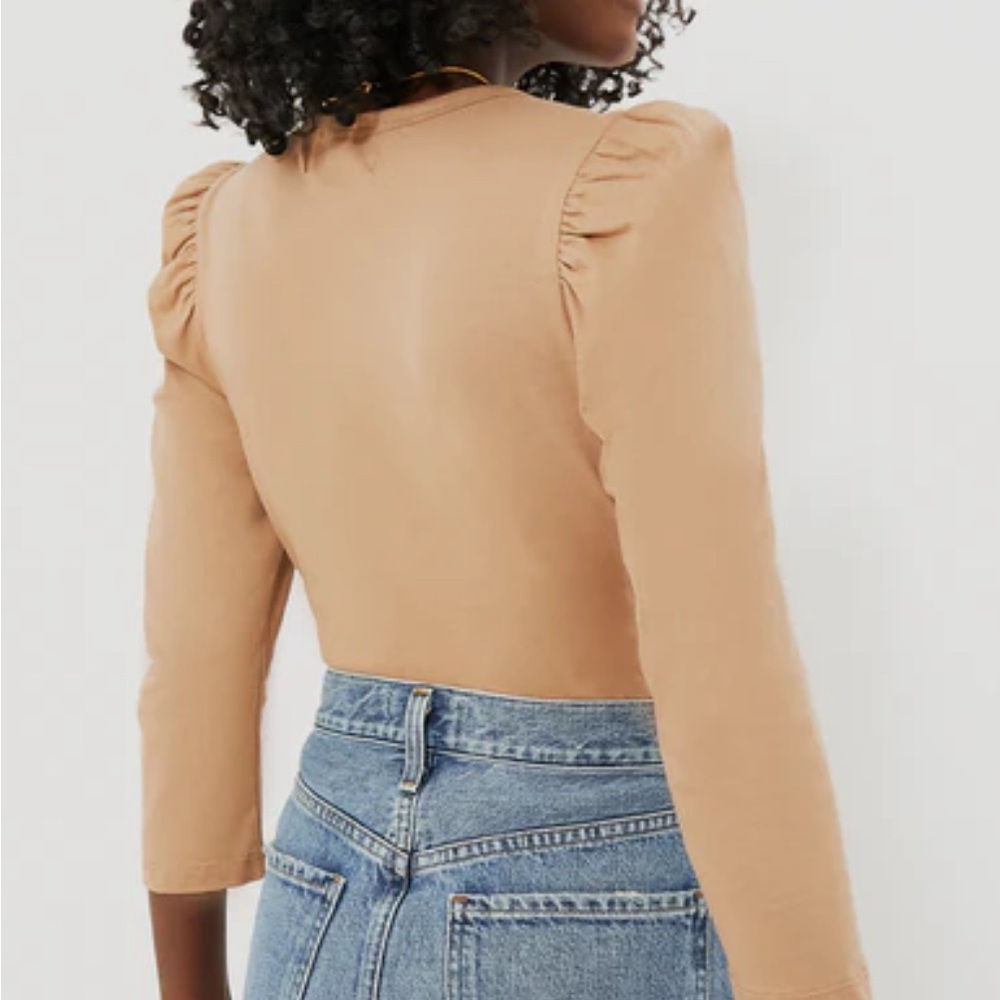 Tuckernuck Pomander Place Tan Vesty Puff Sleeve Top Small - Picture 3 of 13